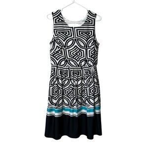 Cleo Black and White Geometric Dress 10 Petite